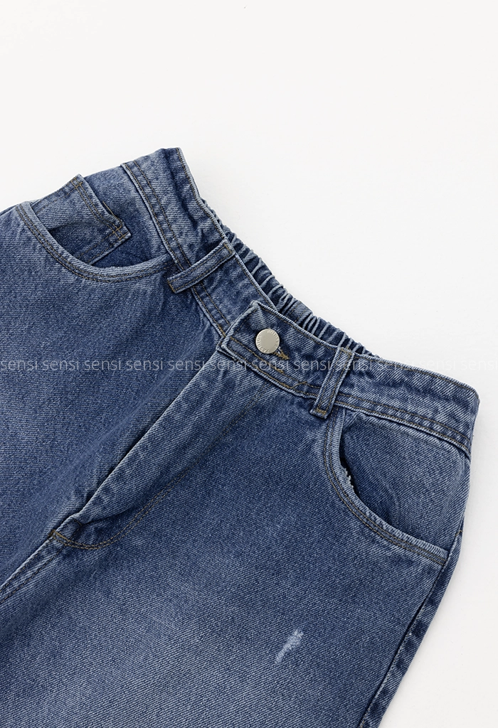 شلوار جین نیم بگ پشت کش کد1005166